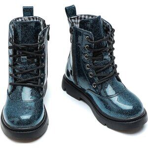 ⭐ Boys Girls Waterproof Mid-Calf Combat Boots Lace-Up Glitter Toddler to Big Kid